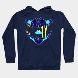 Demon Skull Mask 7 BIG NEON BLUE GLOW Hoodie